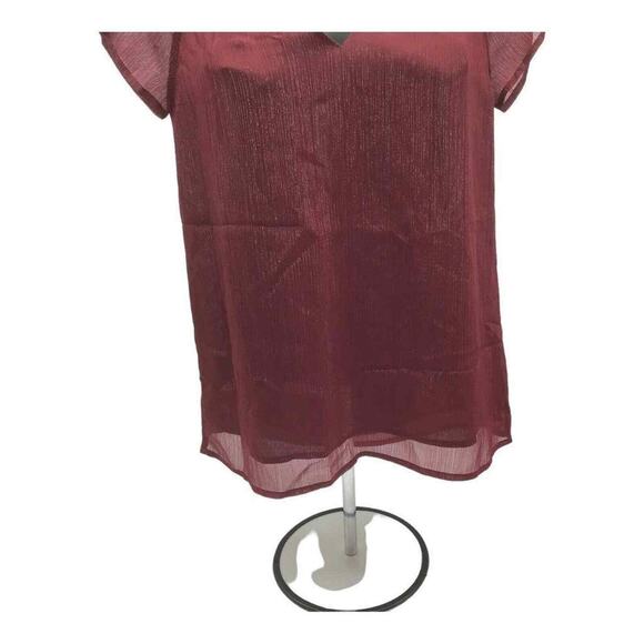 Michael Kors Women’s Ruby Red Sheer Flutter Sleeve Lined Blouse Top XXS NWT - Picture 7 of 16